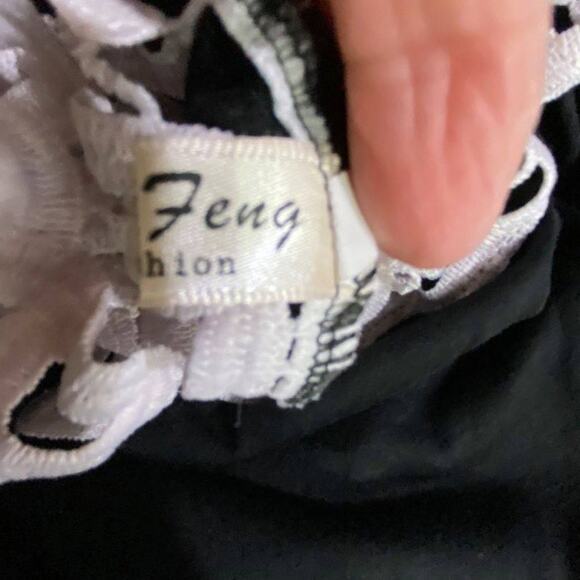 Rui Feng Fashion Black Crochet Lace Cut Out Long Sleeve Top Large - Picture 12 of 12